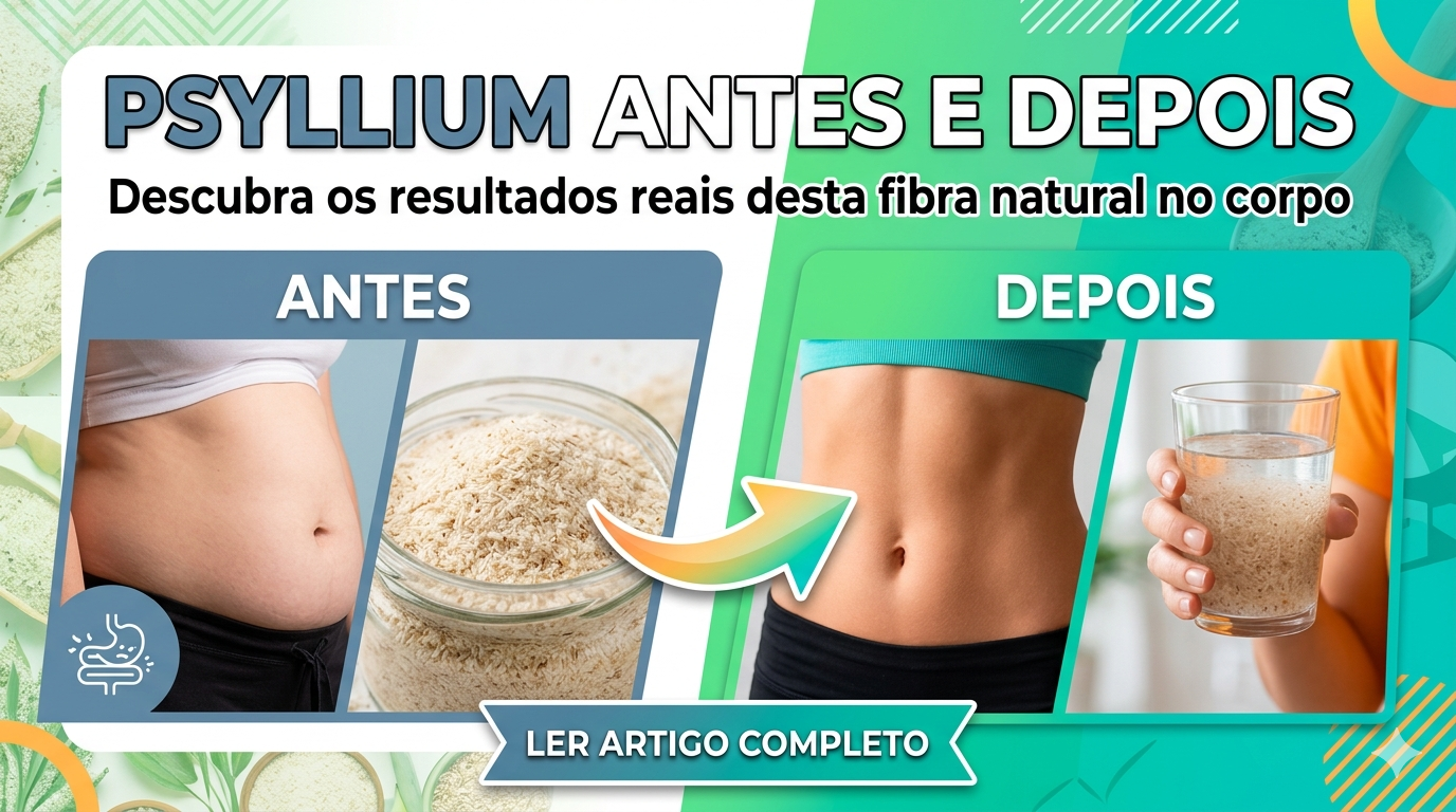 Comparação de resultados reais do uso de Psyllium antes e depois no processo de emagrecimento.